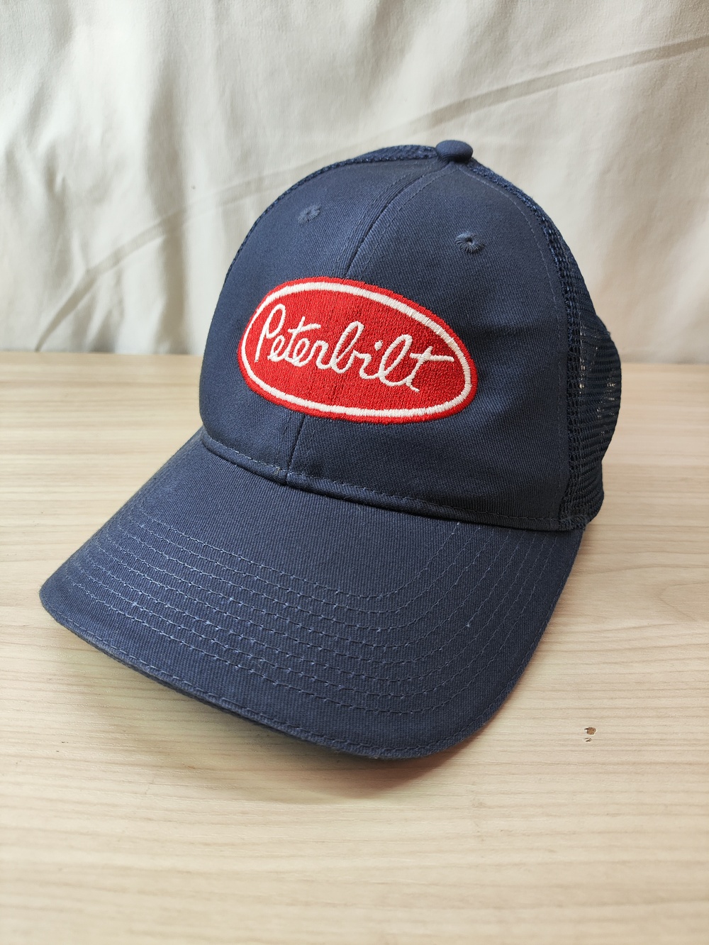 Peterbilt Hat Cap Strap Back Blue Mesh Trucker Patch Embroidered Mens Logo